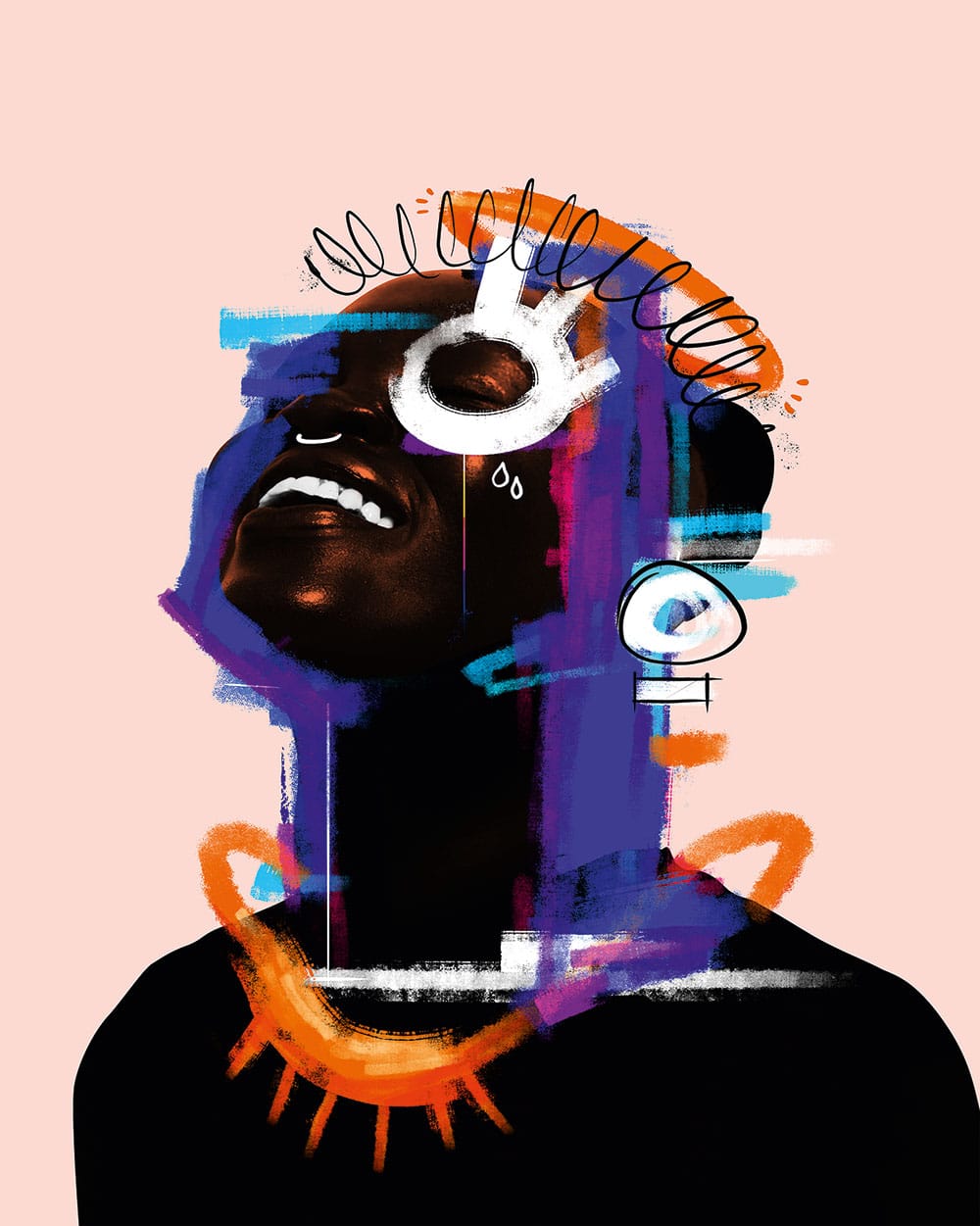 Mixes Media Artwork von Maxime Manga aus Fotografie und digitaler Zeichnung von abstrakten Formen