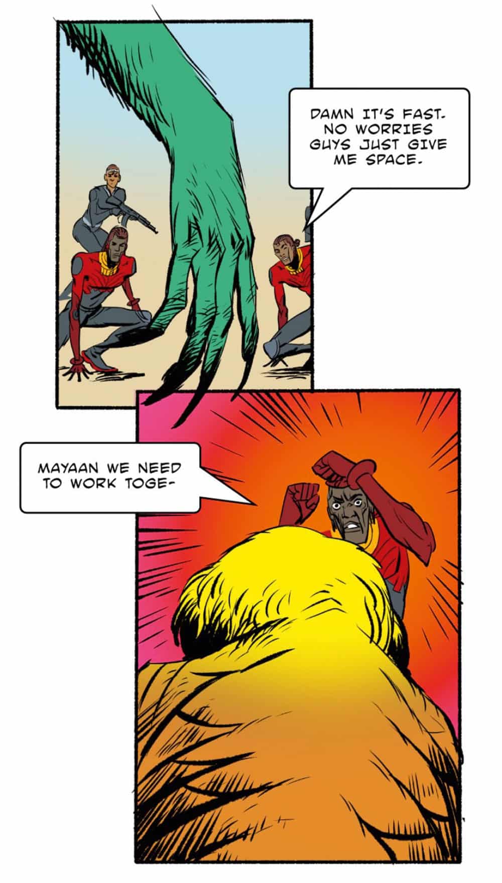 Zwei Comicpanels aus dem Online-Comic »Moraan«