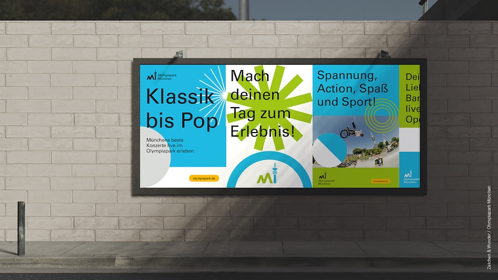 Neues Erscheinungsbild für den Olympiapark München von Zeichen & Wunder: Plakat-Mock-Up