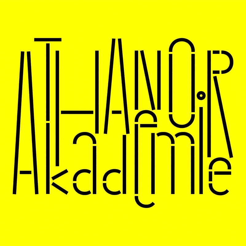 Das Logo der Athanor Akademie aus höhen-verzogenen Buchstaben
