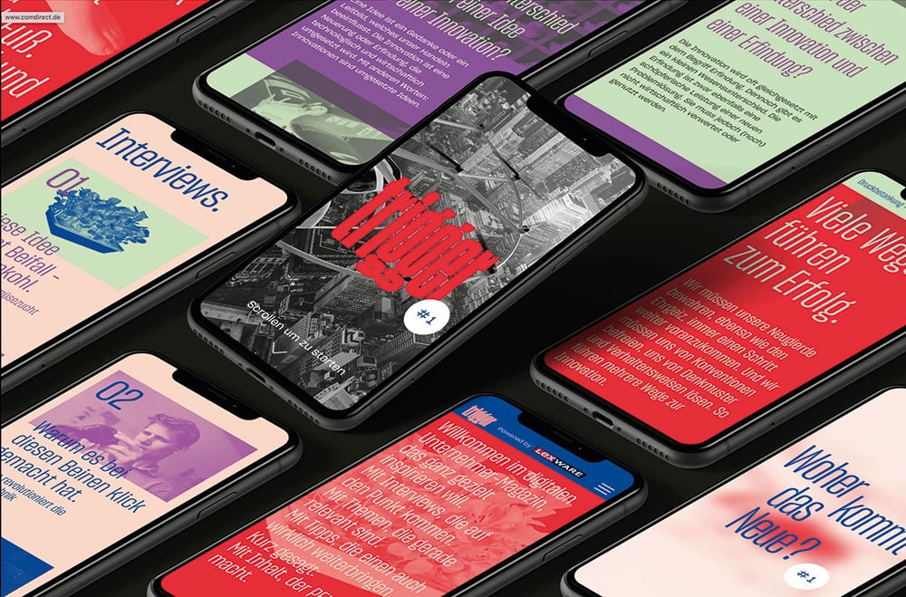 Mobile Ansichten des digitalen Kundenmagazins "trigger"