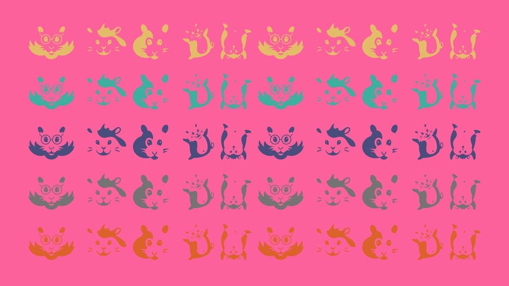 Variable Color Font "Hamster": Icons in verschiedenen Farben als Muster angeordnet