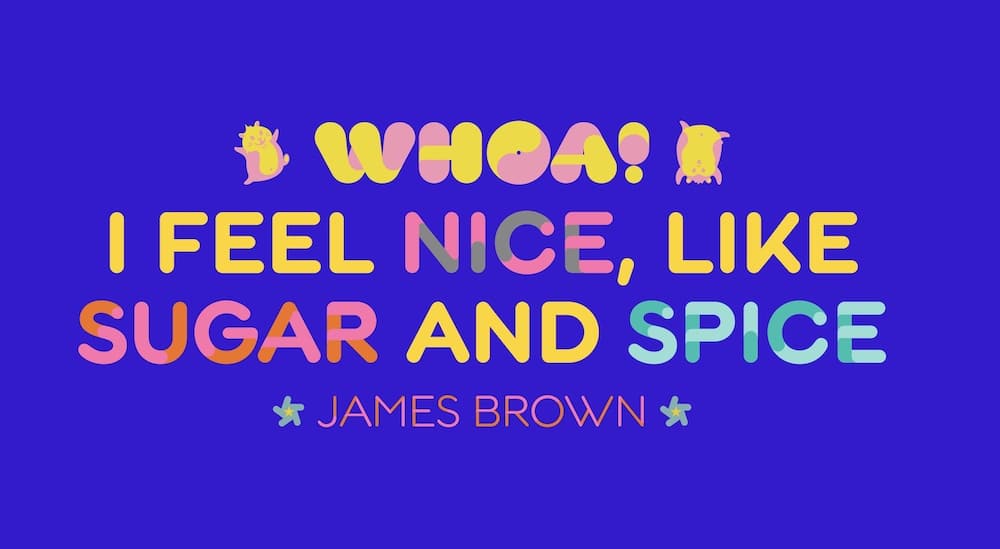 Zitat von James Brown im variable Color Font "Hamster" geschrieben : "Whoa! I feel nice, like sugar and spice"