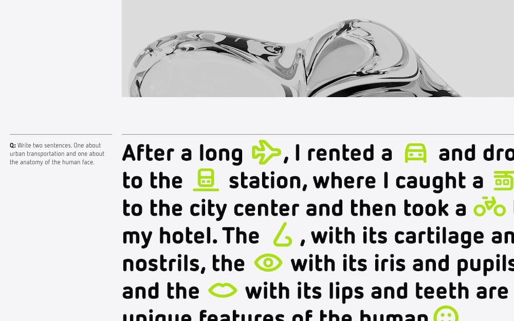 Serifenlosen Font "Netto": Textbeispiel mit Icons