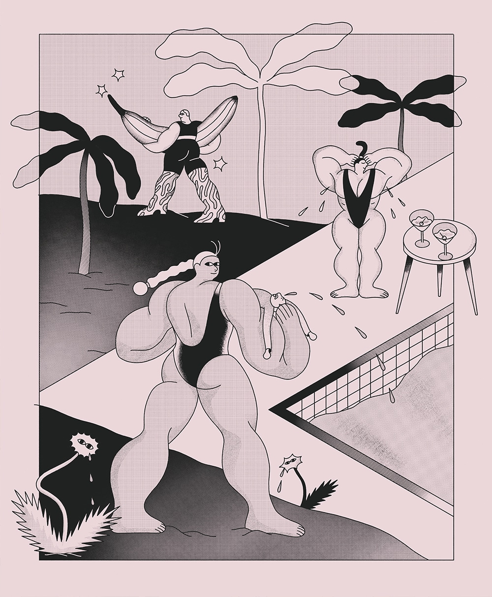 Illustration einer Poolszene für Gigolo Tears 