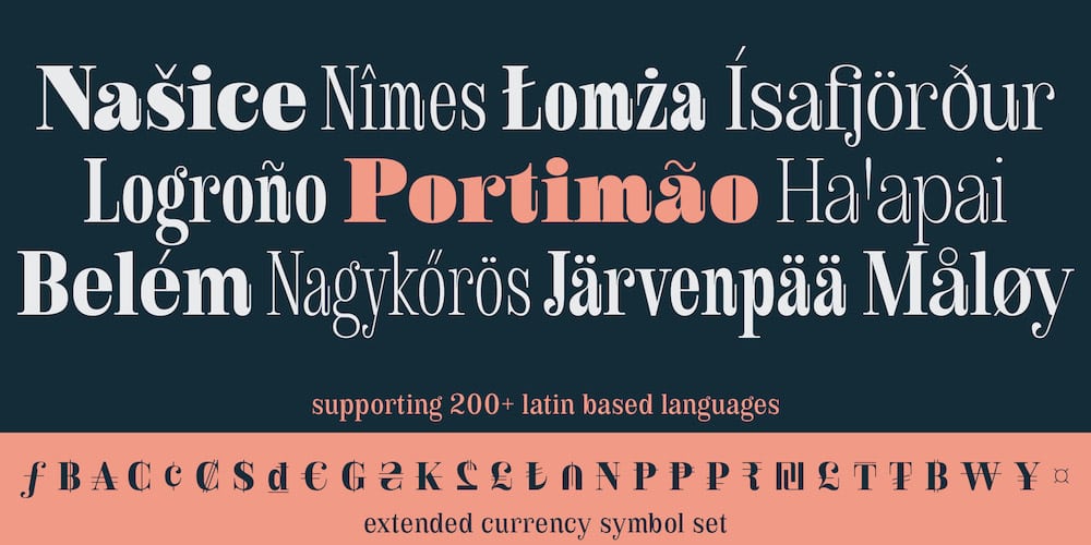 Schriftfamilie Royalis: Es werden über 200 Sprachen unterstützt, denen das lateinische Alphabet zugrunde liegt