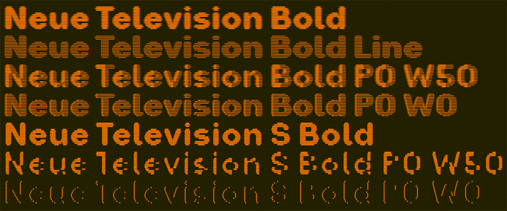 Variable Font »Neue Television«: Einige Schnitte der Neuen Television