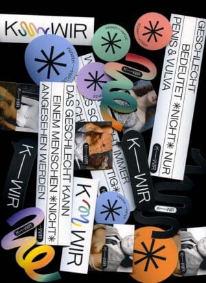 Eine Mischung aus verschiedenen Medien in einem hellen, typografischen Design mit bunten, handgezeichneten Akzenten