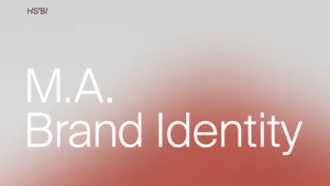 Bannergrafik mit rotweißem Farbverlauf und Aufschrift HSBI, M.A. Brand Identity