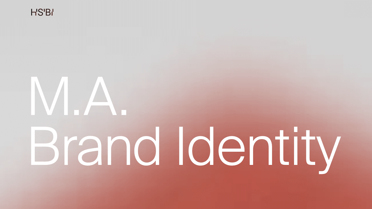 Bannergrafik mit rotweißem Farbverlauf und Aufschrift HSBI, M.A. Brand Identity