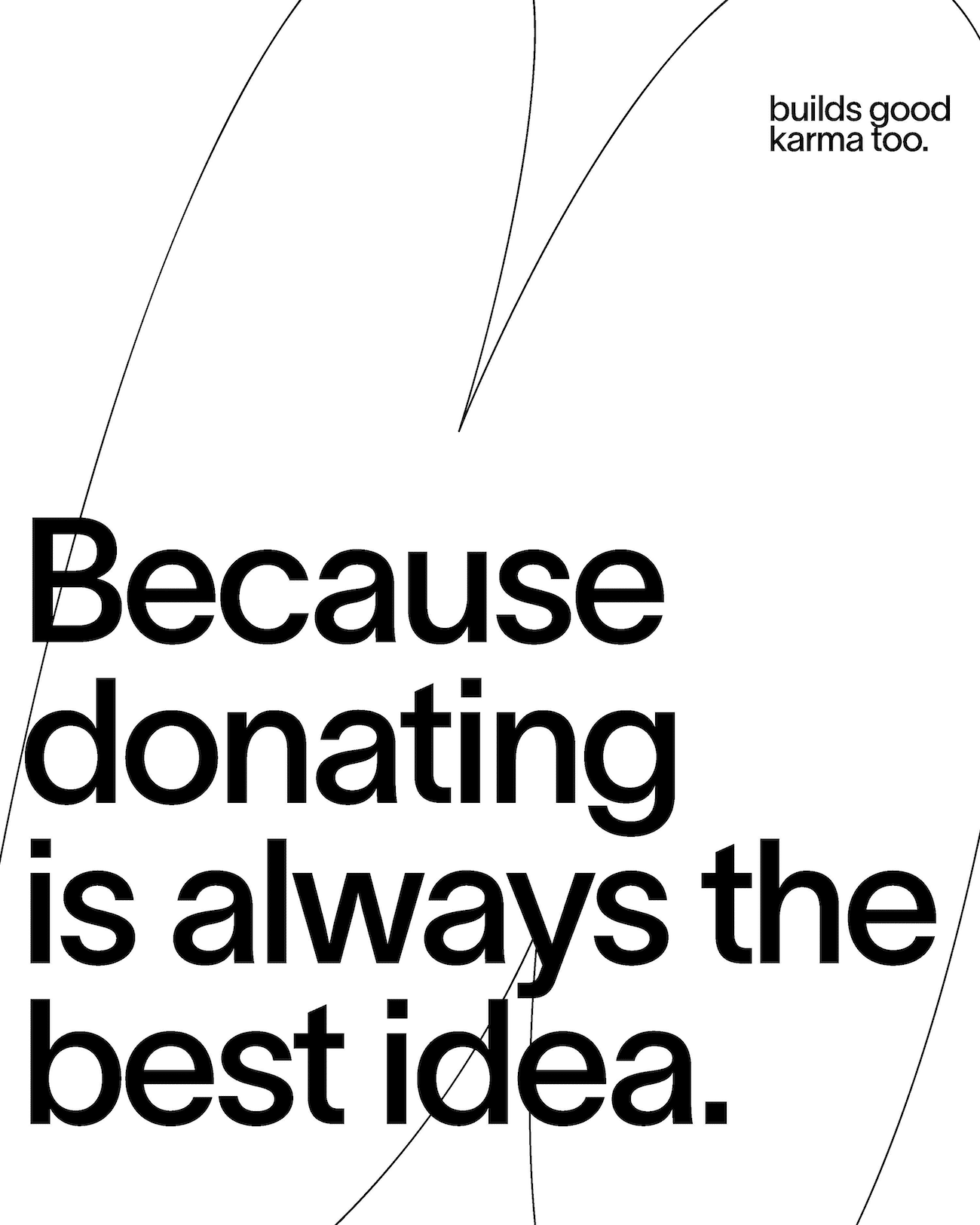 Entry-Call-Grafik von Tres Bien zum Spenden-Award-Festival, darauf der Satz Because donating is always the best idea