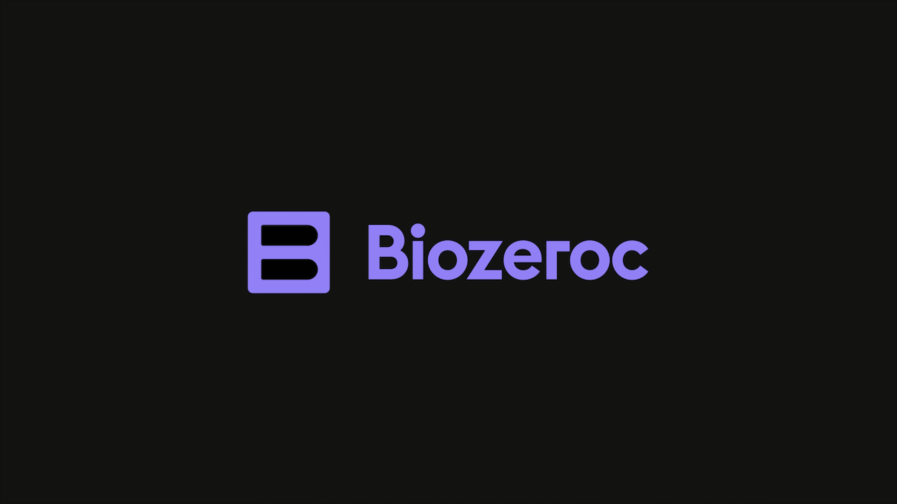 Biozeroc-Logodesign, lila auf schwarz