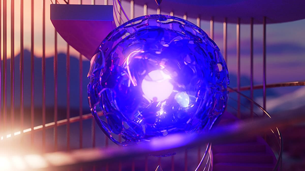 Ein leuchtender Ball, der den Eingang zu Mutabors metaverse markiert