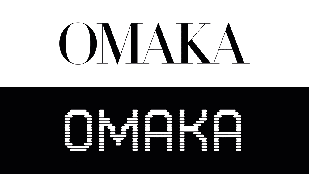 Wortlogo der Brauerei Omaka mit dem Pixelfont VP Pixel von von Val Kalinic