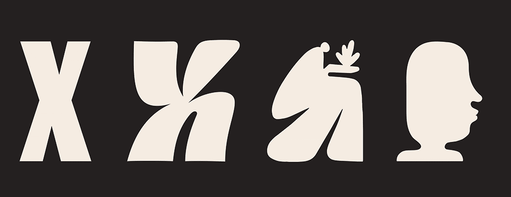 Schattenriss-Illustrationen, die eigene Schriftschnitte sind