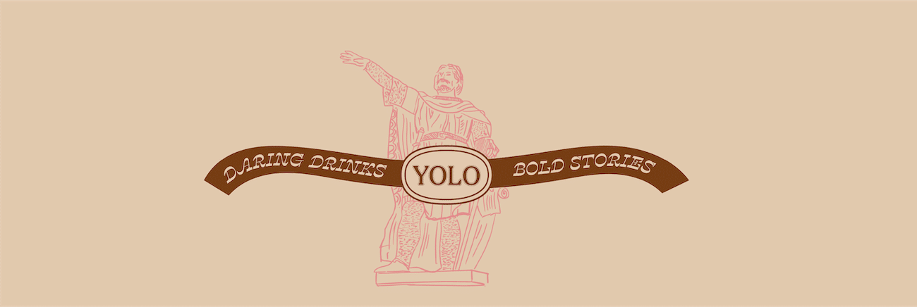 Yolo-Cafe Banner-Design von Sissi Lauwers mit Schrift Daring Drinks, Bold Stories