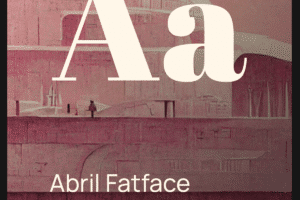 Ein Schriftsample der Abril Fatface Serifenschrift mit einem rosafarbenen Gebäude im Hintergrund