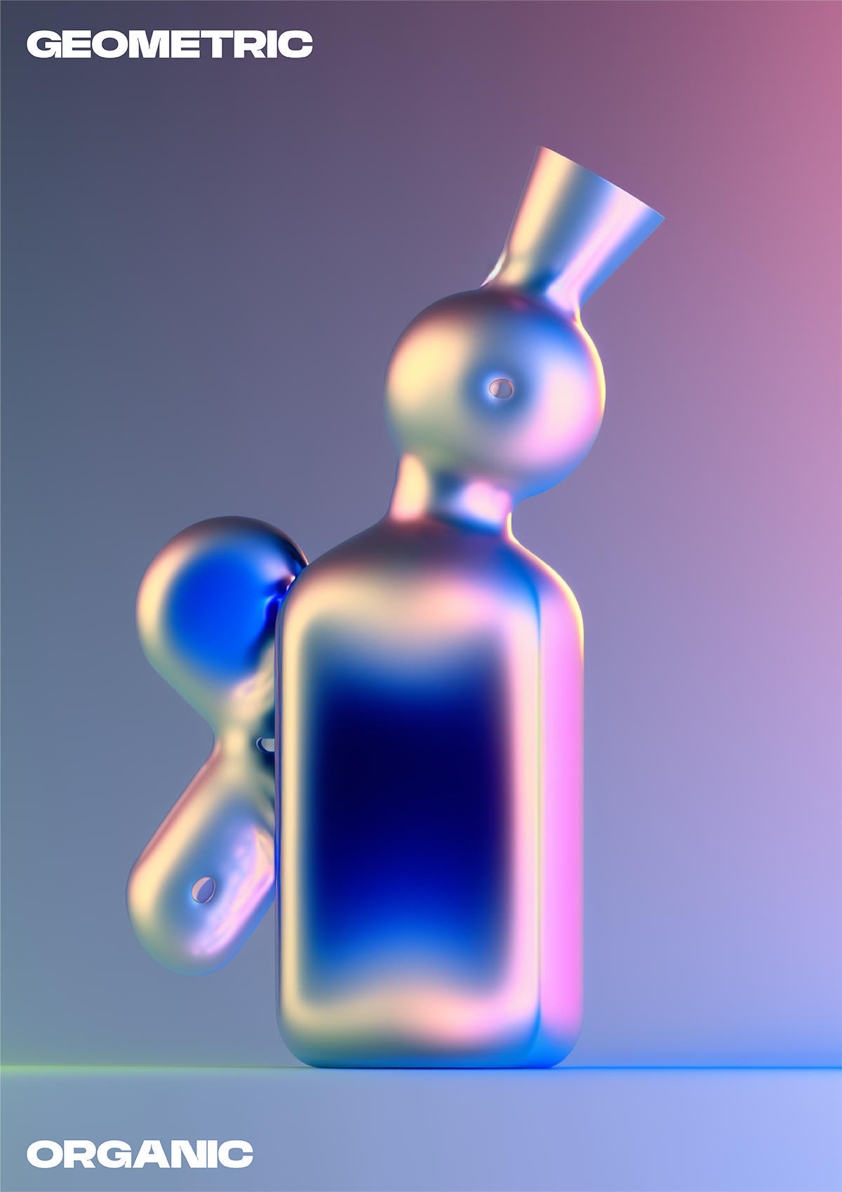 Eine gemoentrisch abstrakte Komposition mit regenbogenfarbenem Effekt in einem Posterlayout