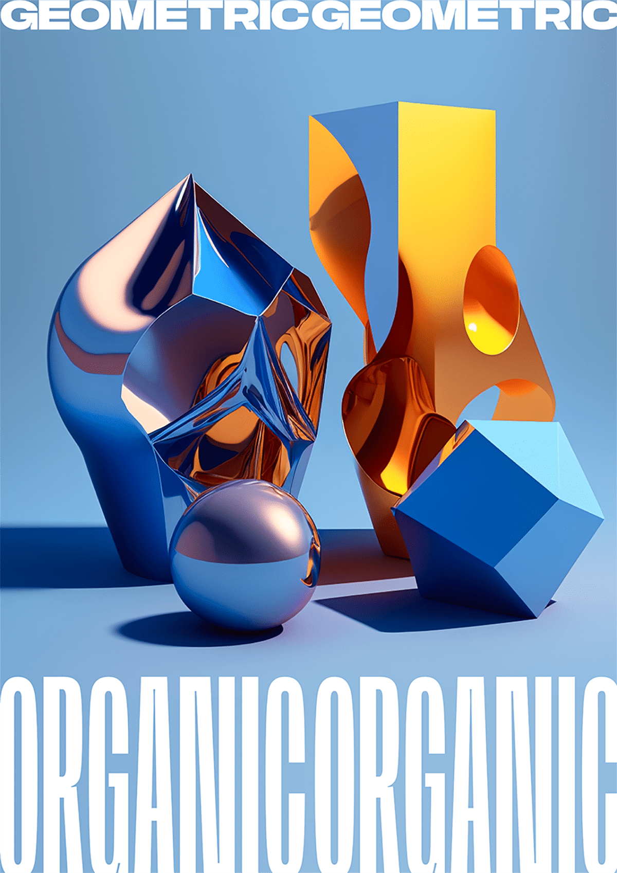 Eine gemoentrisch abstrakte Komposition mit regenbogenfarbenem Effekt in einem Posterlayout