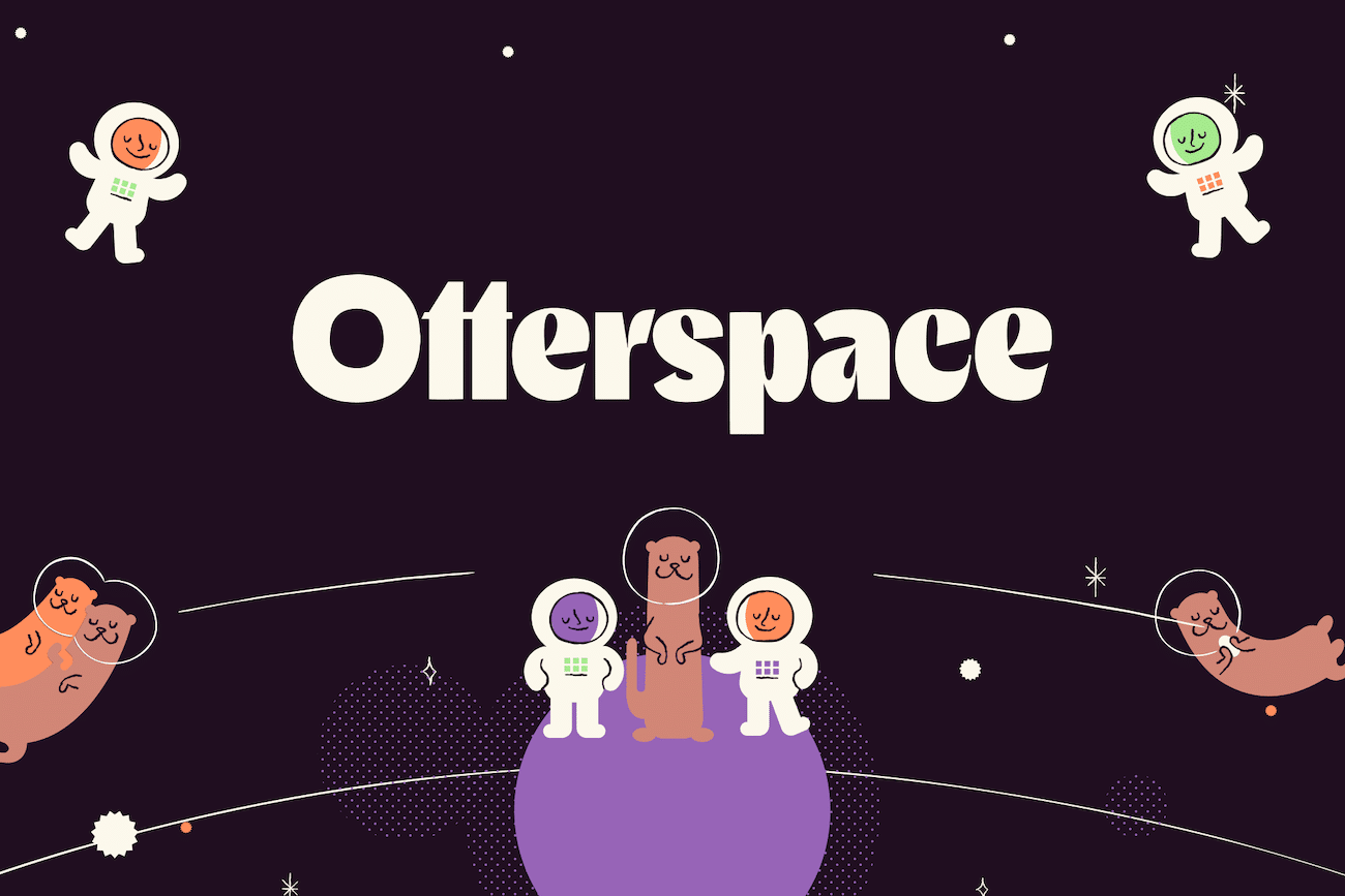 Otterspace-Branding, Wortmarke, Astronauten- und Otter-Illustrationen