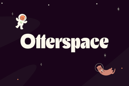 Otterspace-Branding Landing-Design, Wortmarke, Astronauten- und Otter-Illustration von Serious Business