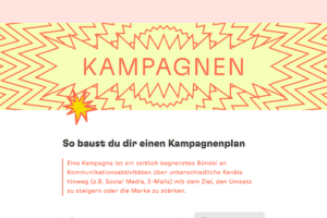 Screenshot Unterseite Kampagnenplanung mit Text: "Kampagnen: so baust du einen Kampagenenplan“