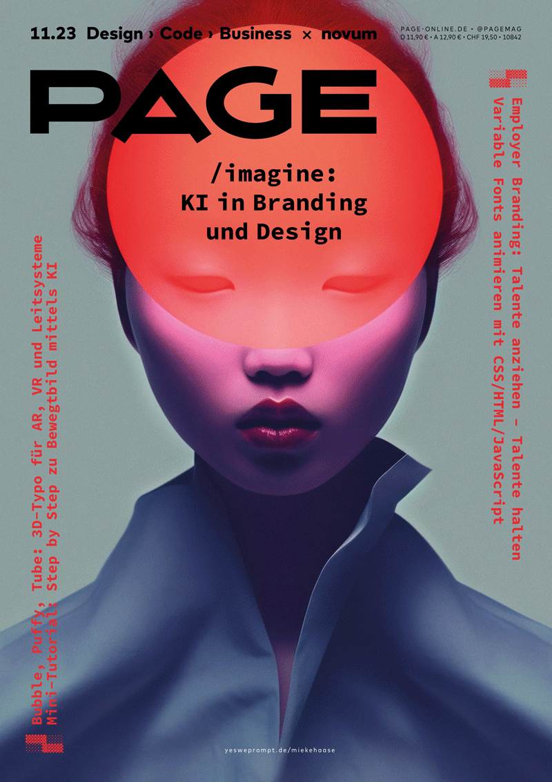 Cover PAGE 11.23 /imagine: KI in Branding und Design