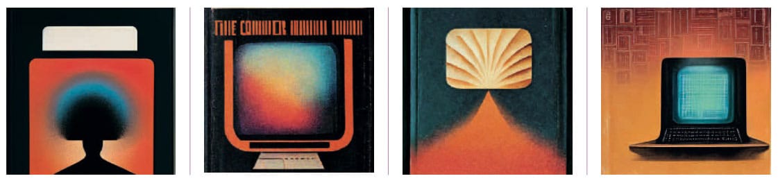 Publikation »The Computer«, Seite 465: Mitherausgeber Jens Müller vom Designstudio vista experimentierte bei der Cover-Gestaltung auch mit Midjourney – verwarf diese Entwürfe jedoch