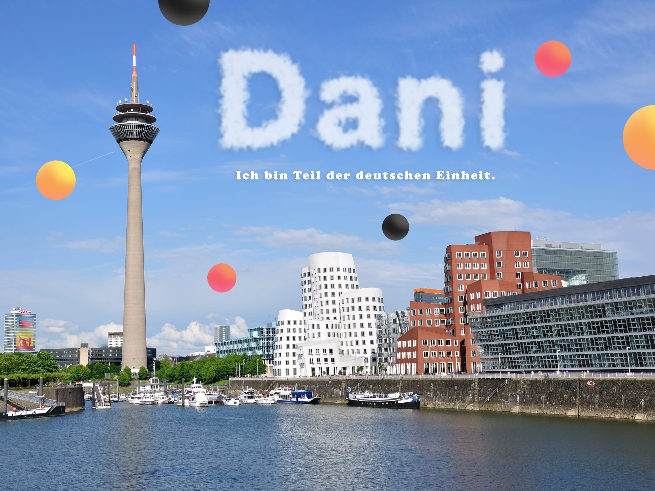 Snap Linse zum Tag der Deutschen Einheit Name Dani am Himmel über Düsseldorf