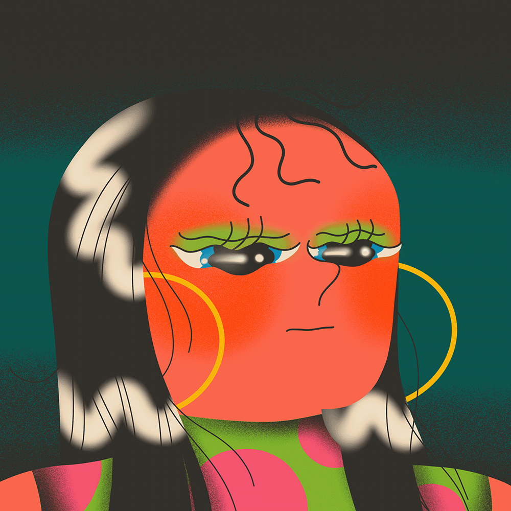 Porträt der Woche Genie Espinosa, Illustratorin, Woman with earrings, Gif, animierte Illustration