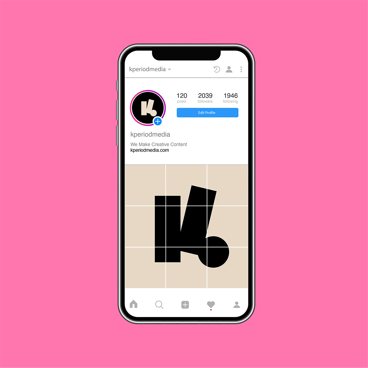 das logo als post in einem Instagram feed