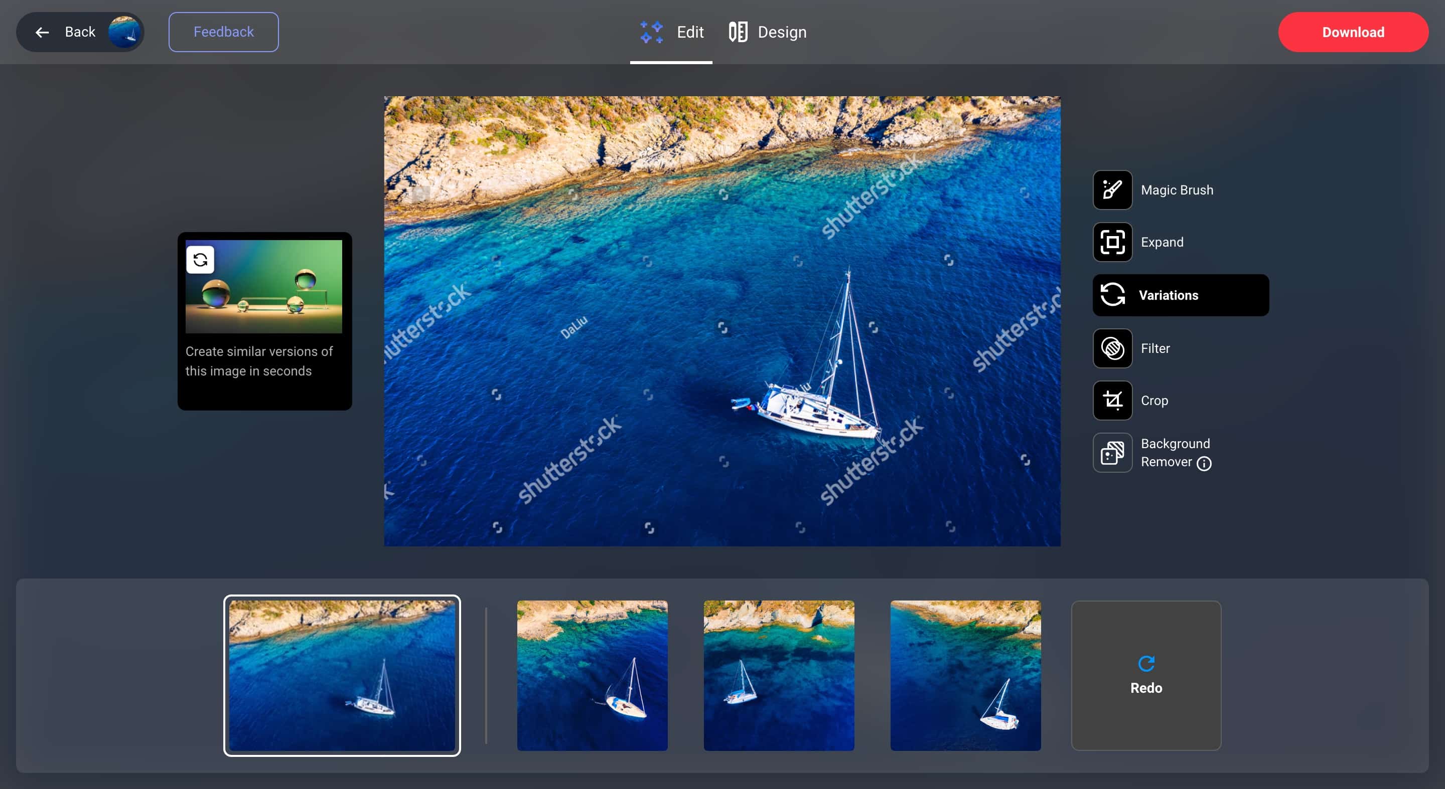 Screenshot Shutterstock AI Features