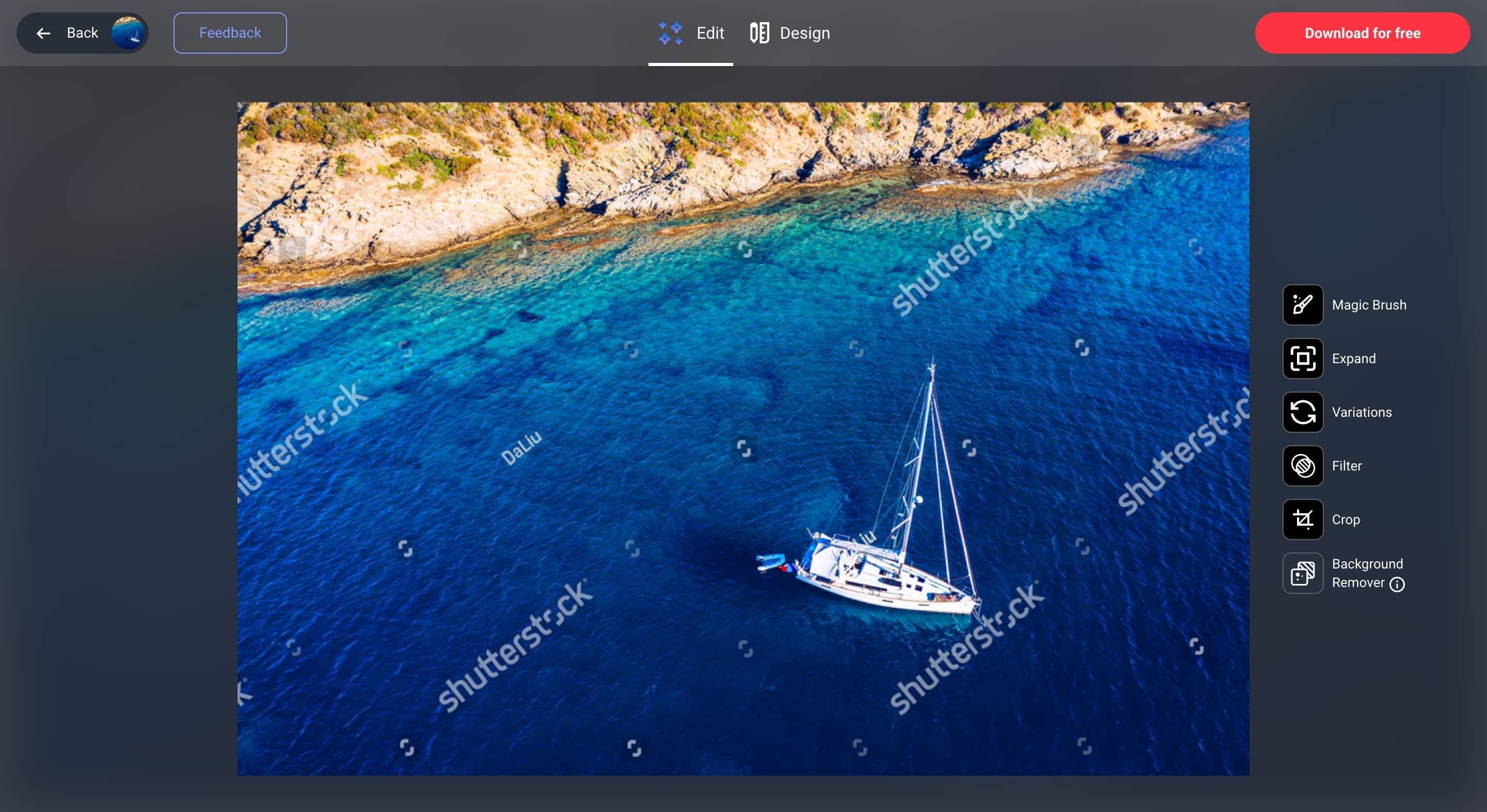 Screenshot Shutterstock AI Features