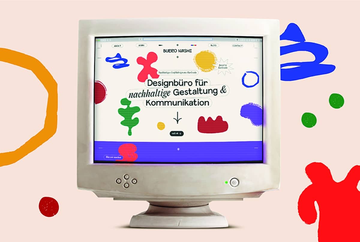 die Büro nahst website in einem mockup in einem sehr alten röhenmonitor