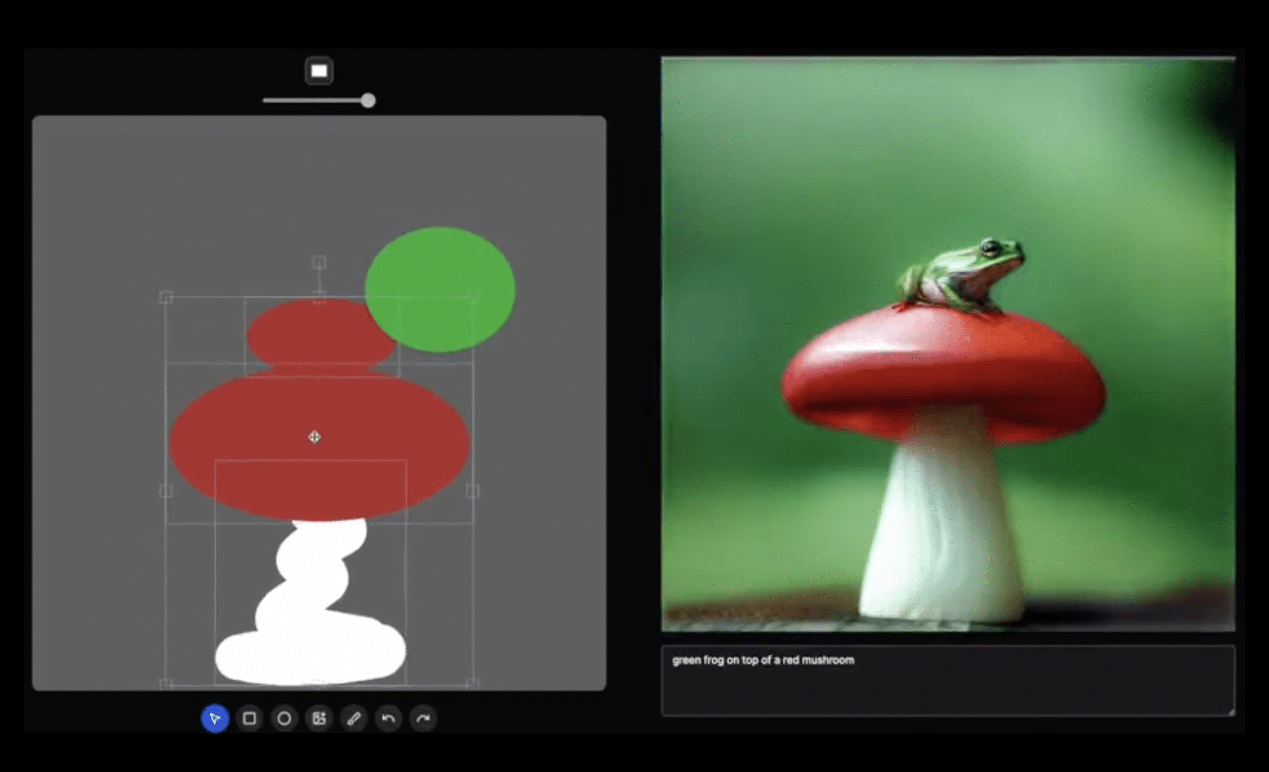 links eine sehr einfache Illustration eines Pilzes, rechts ein fotorealistisches bild