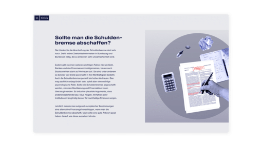 Infios Design Scrollytelling: Schuldenbremse ganz einfach erklärt › PAGE online