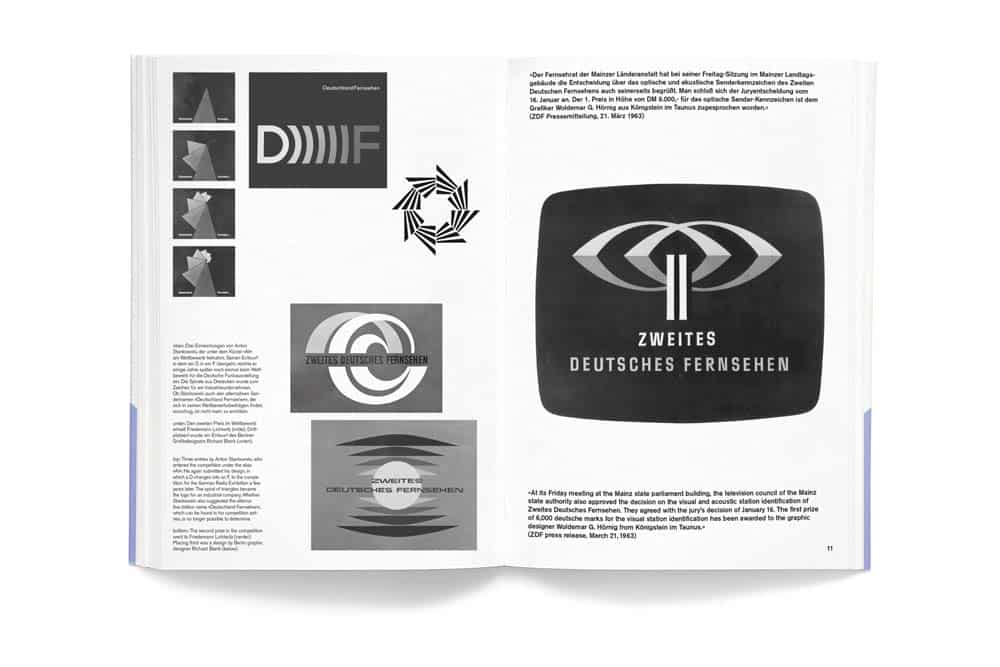 Publikation »ZDF TV+Design« vom Jens Müller, Doppelseite historisches Logo