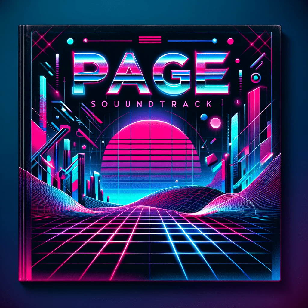 Ein Synthwave Cover für den PAGE Soundtrack mit grellen pink und Blautönen