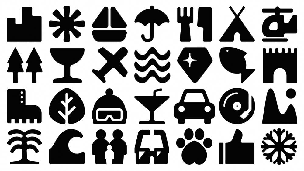 Icons fürs Branding, Icons für das Reiseunternehmen First Choice, entwickelt von Ragged Edge