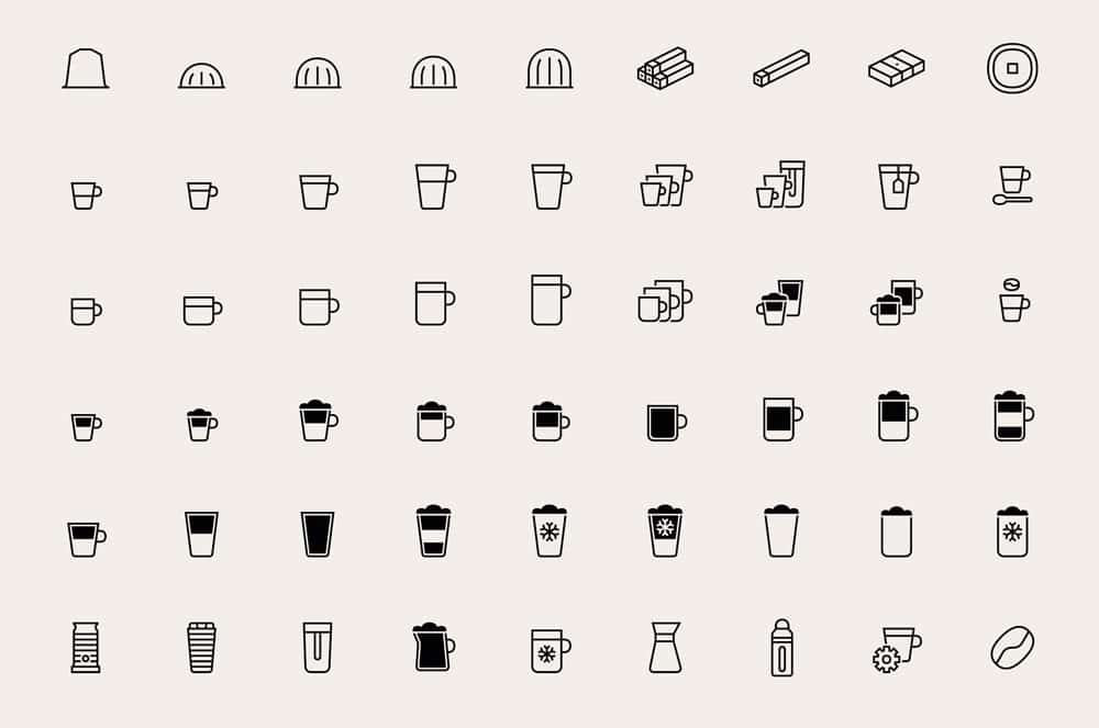 Icons fürs Branding, Icons für Nespresso, entwickelt von Forma