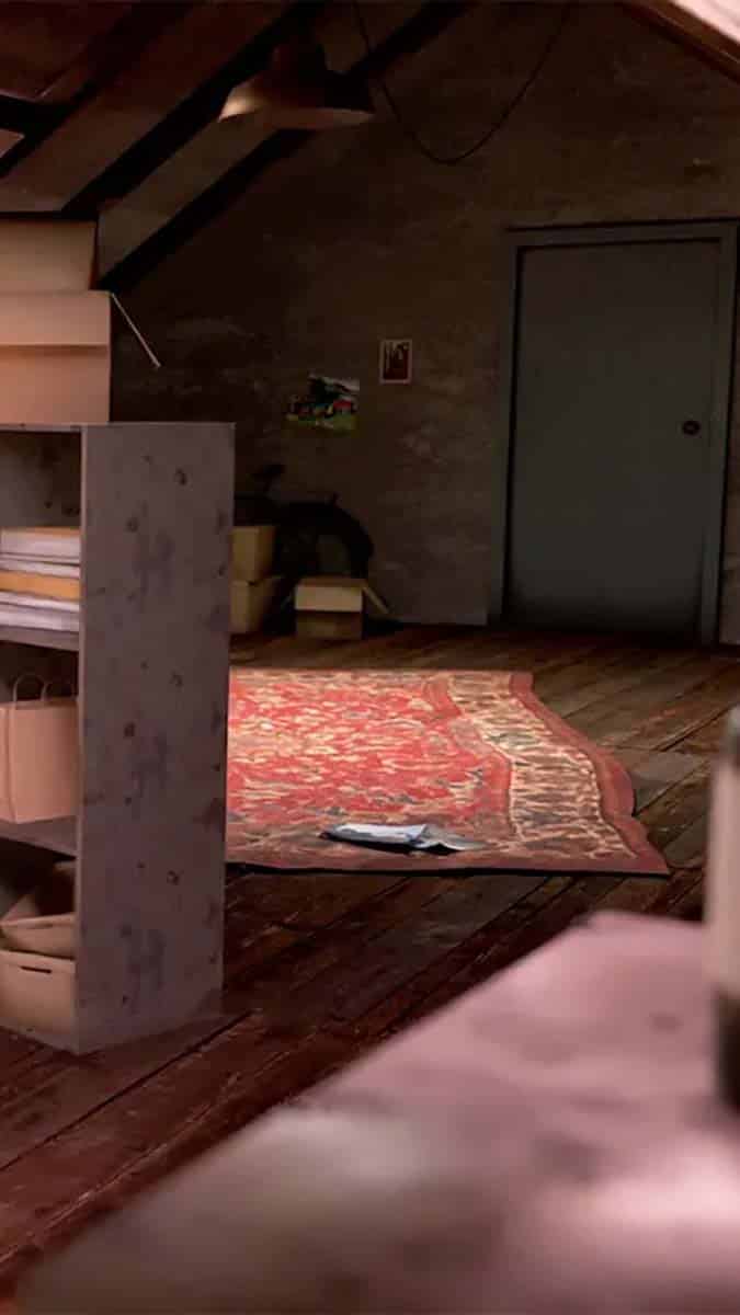 Ein Screenshot aus dem Spiel, in dem man den Dachboden sieht