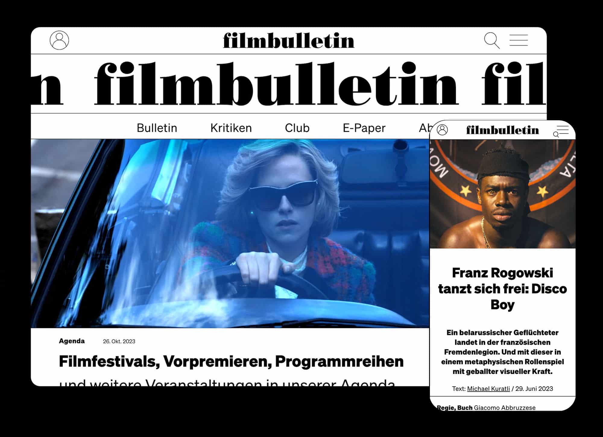 Agenturporträt Büro Haeberli, Filmbulletin – Refresh Website inkl. Streaming, Webshop, Identity Club-Bereich