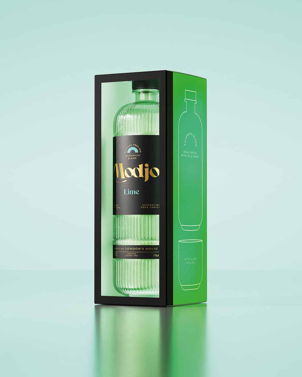 KI im Packaging, Modjo Gin Packshot Lime
