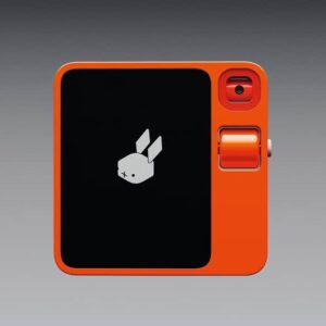rabbit device orange quadratisch mit bildschirm der hasen logo zeigt
