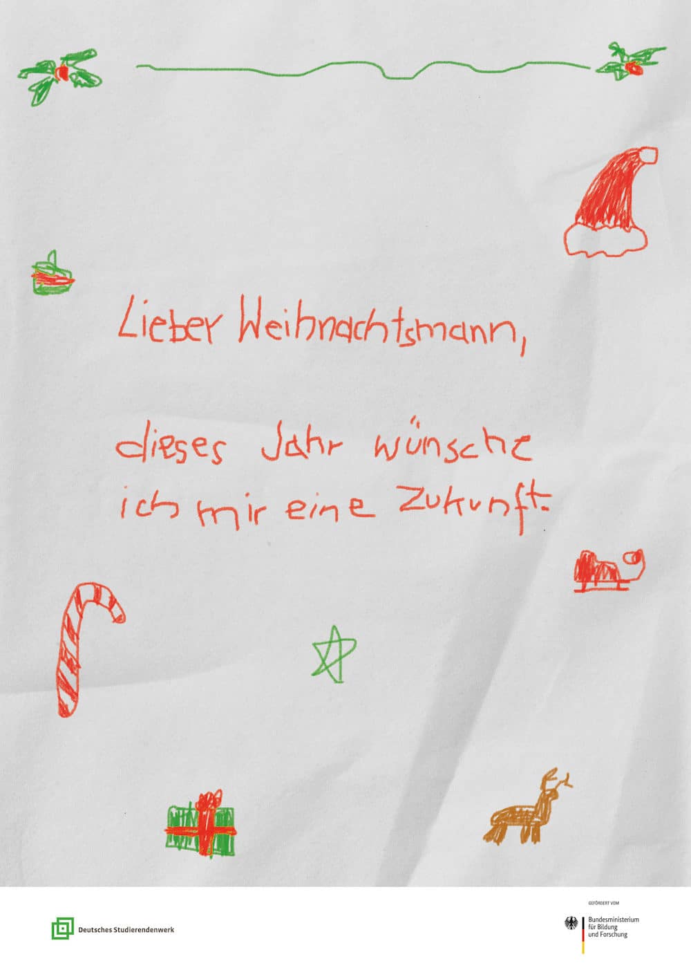 Drittplatziertes Plakat »Lieber Weihnachtsmann« von Nina Bobrowsky, Hochschule Mannheim