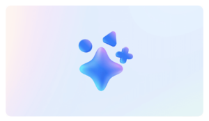 dynamisches Meta-AI-Logo, bestehend aus einem leicht 3D-haft dargestellten vierzackigen Stern, Pluszeichen, Kreis und Pfeilspitze, die Farben ein Verlauf zwischen Grün, Blau und Pink