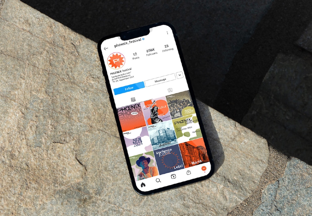 Instagram-Mockup für das Hamburger Kunst- und Kulturfestival PHŒNIX