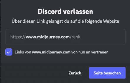 einscreenshot, der den Link zeigt, mit dem man zum Midjourney ranking-feature gelangt