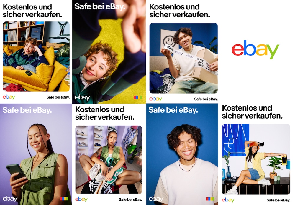 eBay Kampagne »Kostenlos und sicher verkaufen / Safe by ebay« von Jung von Matt, die sich speziell an ein junges Publikum wendet