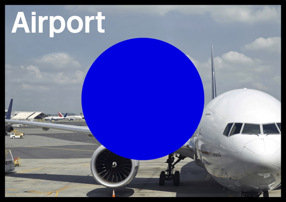 Airport Type, Airport geschrieben dazu ist ein Flugzeug und ein großer blauer Punkt zu sehen